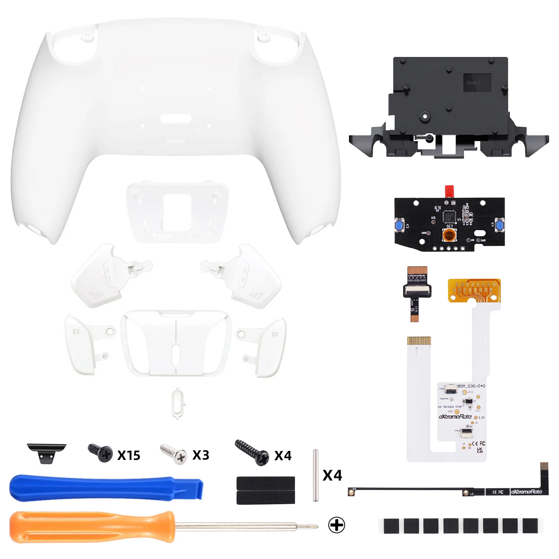 eXtremeRate for ps5 Controller BDM-060 RISE4 V4 Kit, Upgrade Board & Redesigned Back Shell & Buttons