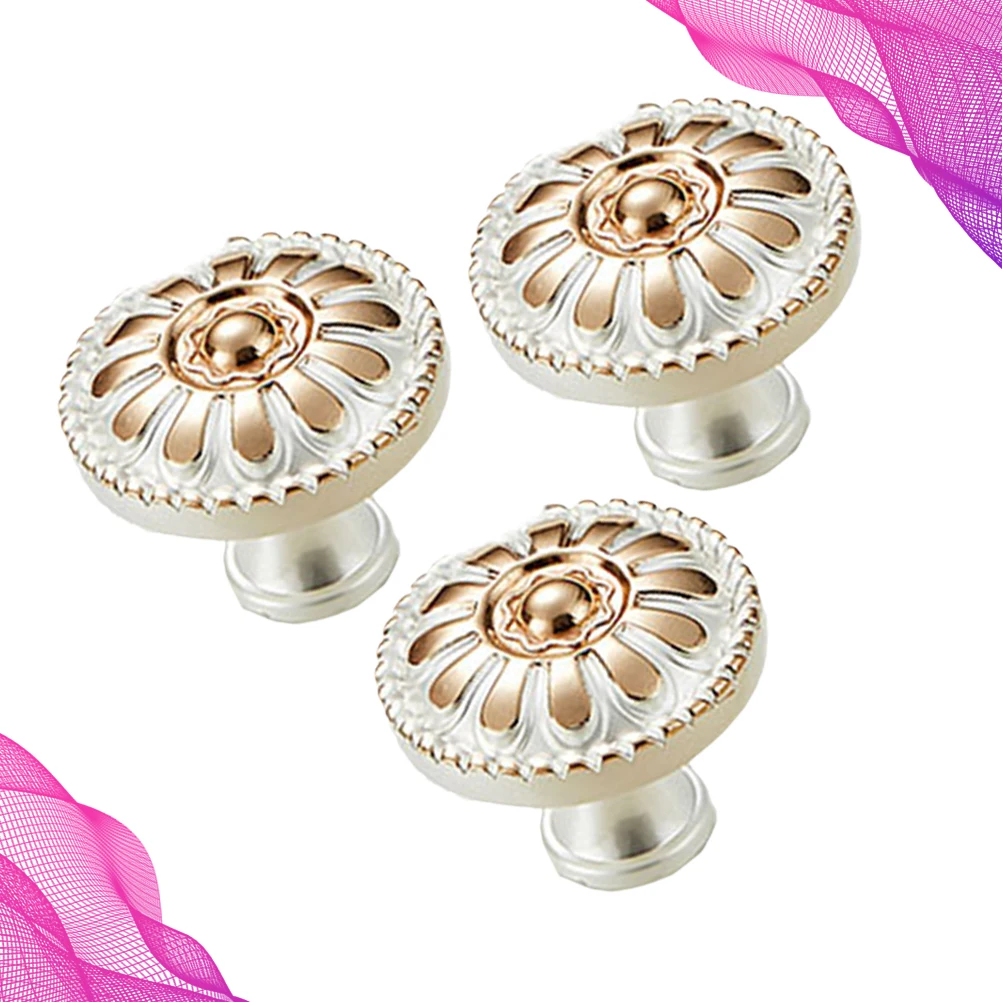 

3pcs European Style Cabinet Handle Mushroom Round Wood Knob Pattern Design Easy Install Drawer Cupboard Pull For Home Hotel