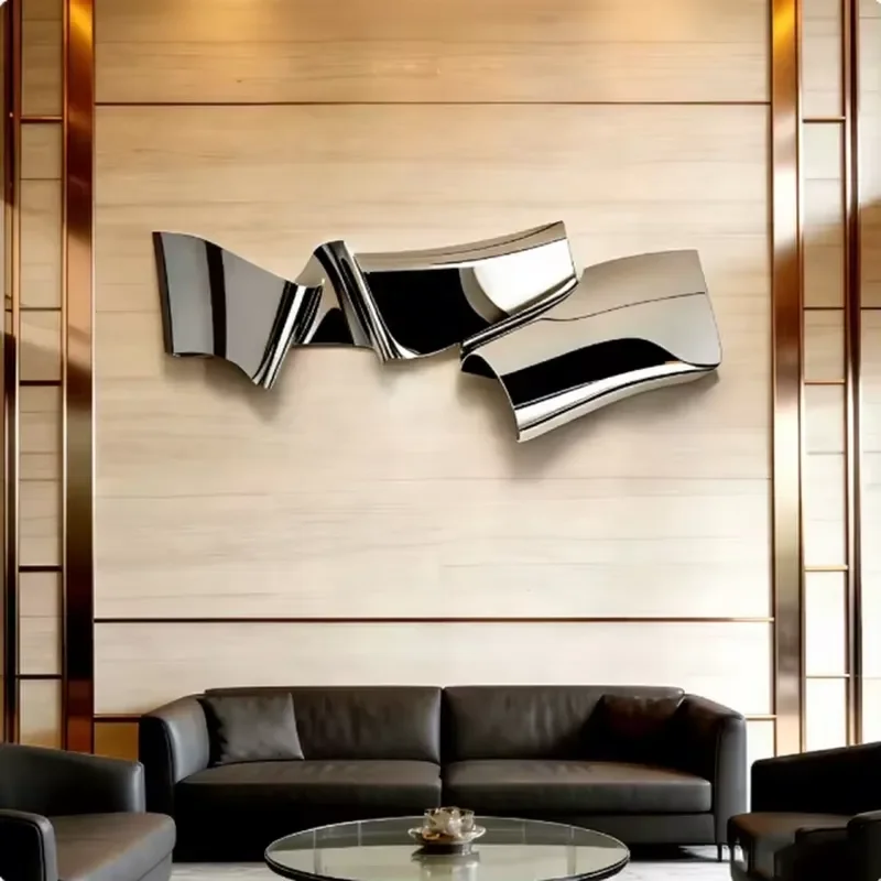 Luxury Stainless Steel Metal Veneer Pendant Sculpture Wall Decoration Home Decor Crafts