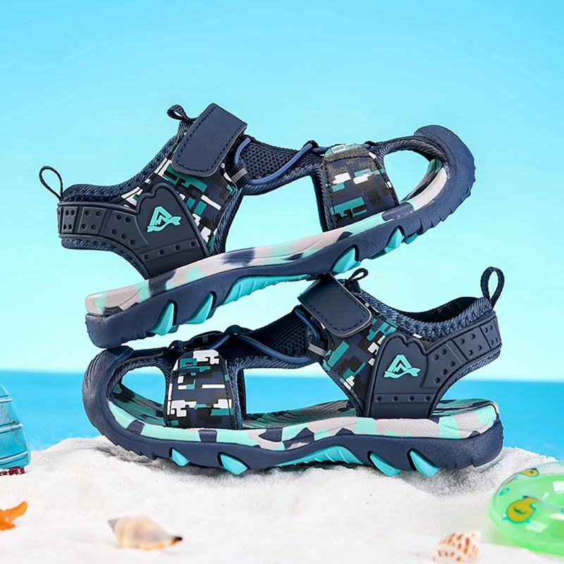 Outdoor Sport Children Anti-Bump Closed Toe Sandals Fashion Breathable Mesh Shoe Boy\'s Casual Anti Slip Beach Sandails