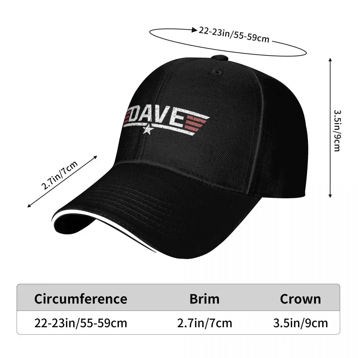 DAVE Baseball Cap Luxury Brand Golf Hat Man Male hat Sun Cap Golf Wear Men Women's
