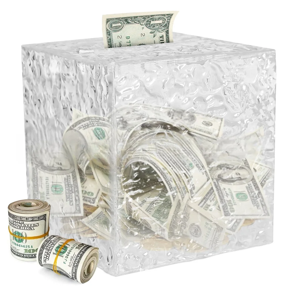 Acrylic Transparent Money-box Diamond Patterned Rectangle Box Home Decoration Art Box Living Room Tissue Storage Box Decoration