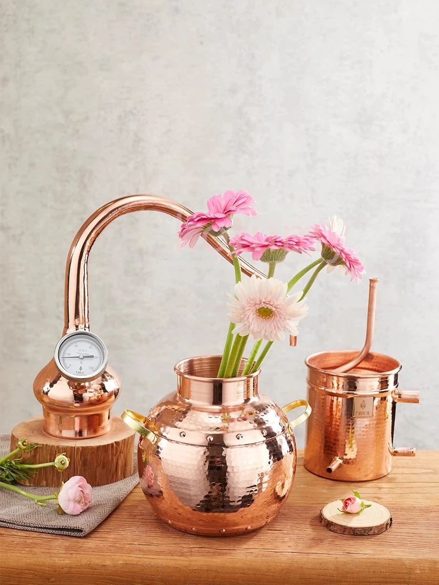 جهاز التقطير القديم الصغير المنزلي النقي الندى النحاس النقي تنقية عالية التركيز مستخرج الزيت العطري