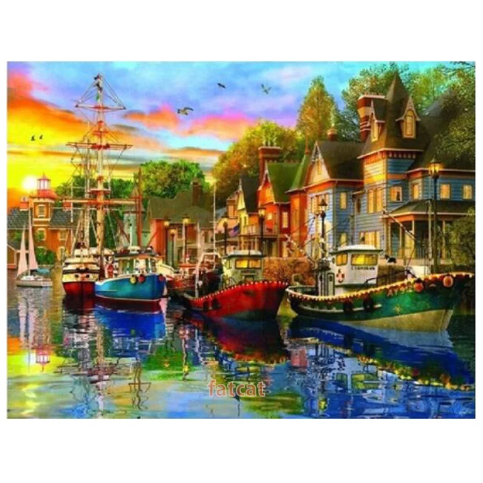 5D DIY Diamond Painting New Cross stitch Mississippi Cruise Picture Of Rhinestones Diamond Embroidery Mosaic Home Decor PP4990