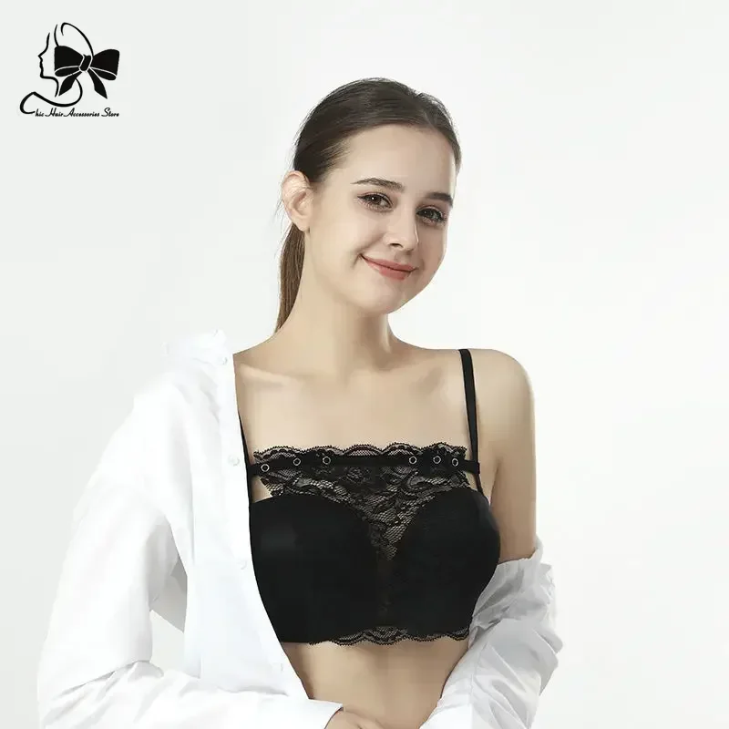 New Simple Quick Easy Clip-on Lace Fragment Camisole Bra Insert Wrapped Chest Tube Tops Fake Collar for Women\'s Low Cut Clothing