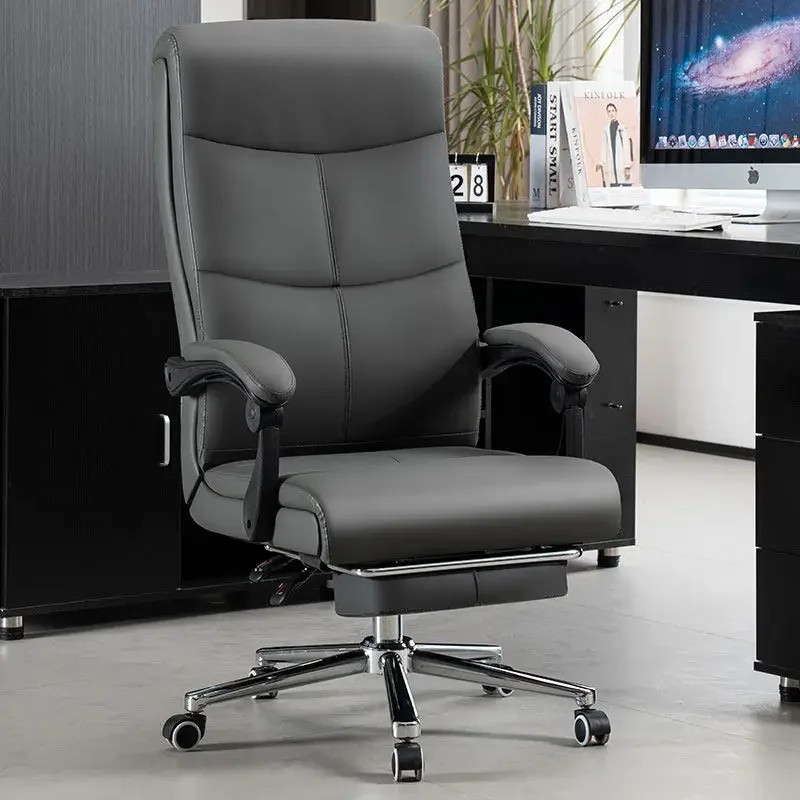 High Back Luxury Leather Office Chair Study Swivel Computer Armchair Office Chair Rolling Sillas De Escritorio Salon Furniture