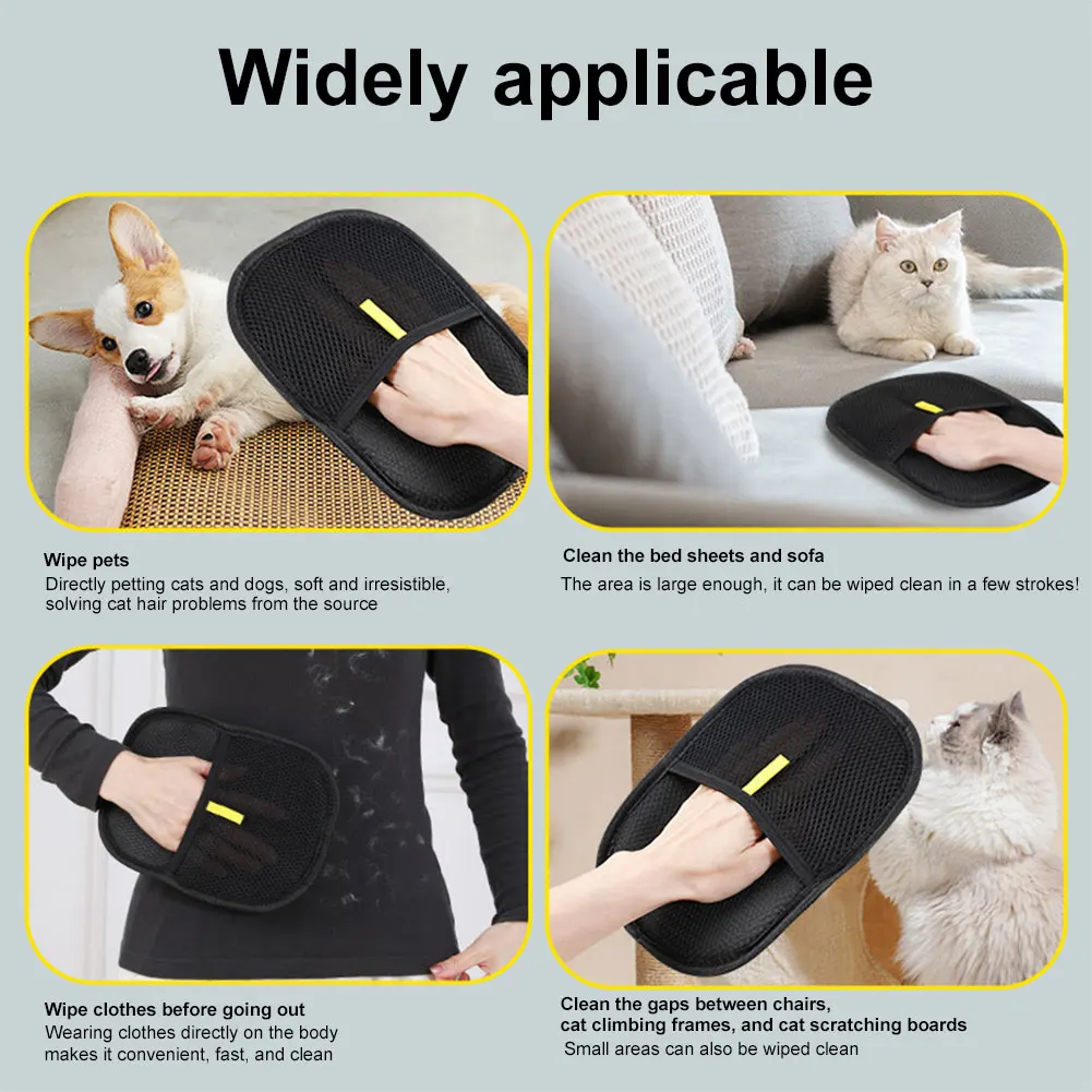 Hair Remover Brush Dog Cat Pet Hair Remover Gloves Double-Sided Pet Hair Removal Gloves Pet Grooming Gloves Brush for Cat Dog - Image 2