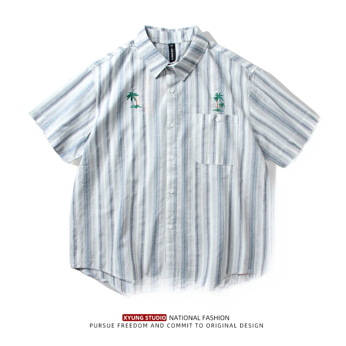 

Летняя модная футболка с вышивкой для мужчин, легкая, свободная, в стиле BF, для пар, пляжная, из смесовой хлопковой ткани