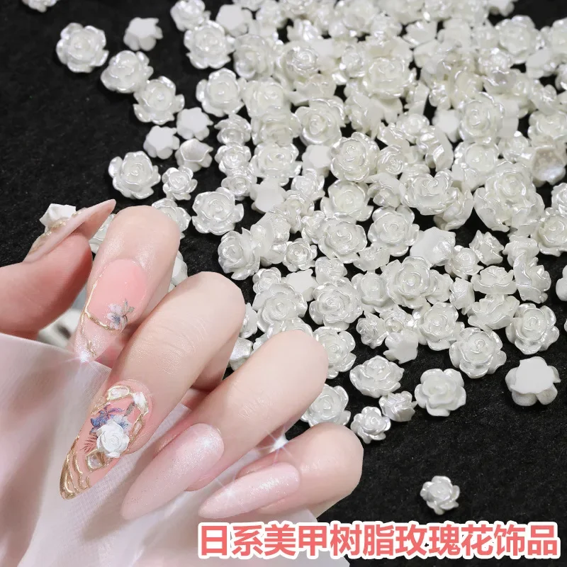 50 pz Carino Nuova Resina Mini 3D Placcato Bianco Rosa Unghie Strass Gemme Glitter Unghie artistiche Gioielli Manicure Unghie artistiche Decorazioni