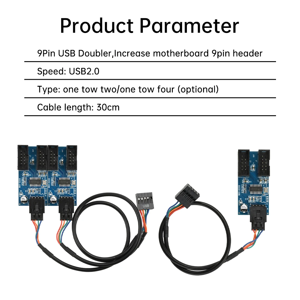 USB 2.0 Header Splitter Adapterkarte 1 zu 4/1 zu 2 Port Multiplikator für PC-Motherboard Laptop-Docking mit Klebestreifen – Detail 10
