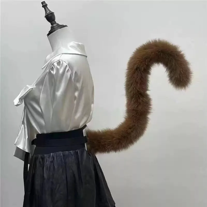 Cat Tail Cosplay Cat Girl Simulation Beast Tail Handmade with Concave and Convex Long Hair Cat Tail Maid Accessories Prop