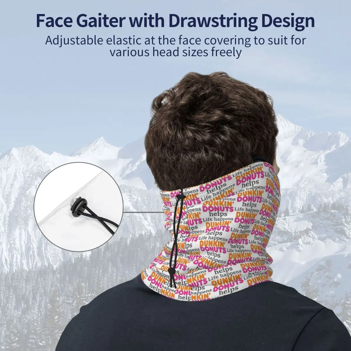 Life Happens... Dunkin Donuts Helps Bandana Neck Gaiter Printed Wrap Mask Scarf Cycling Headband Unisex Adult All Season view 3