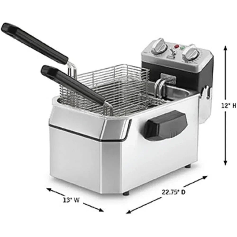 Electric Deep Fryers, 10 Lb. Single Basket Deep Fryer , Includes 3 Fry Baskets & Night-Cover, 1800W 120V, Electric Deep Fryers