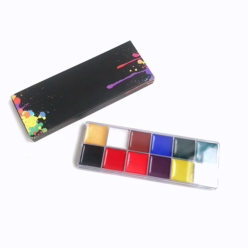 Face Body Paint Palette Custom Logo Professional 12 Flash Colors Oil Painting Art Fancy Makeup Set Creamy Halloween Party