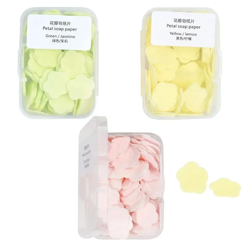 1-4 Box Portable Soap Paper Bath Hand Washing Disposable Soap Slice Mini Flower Travel Scented Petal Handwashing Soap