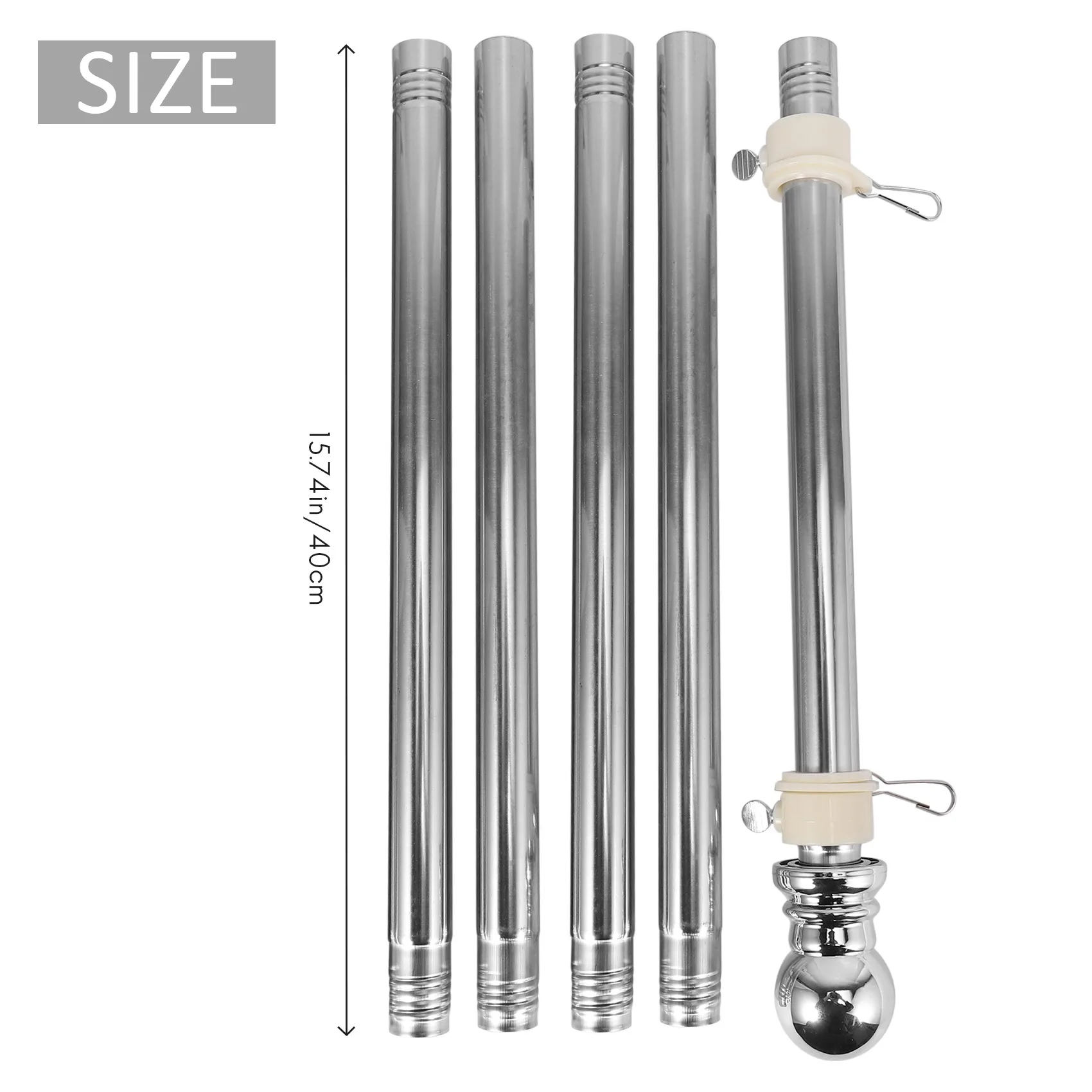 Flagpole, Stainless Steel Flagpole, Suitable For House Courtyard Garden, Anti-Rust Flag Holder (Silver Pole Only) Limited Time O