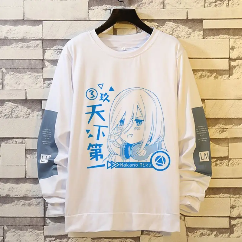 Anime jogo cinco pontas hanayome noiva nakano miku moletom unissex bidimensional em torno do pescoço manga longa camiseta outono
