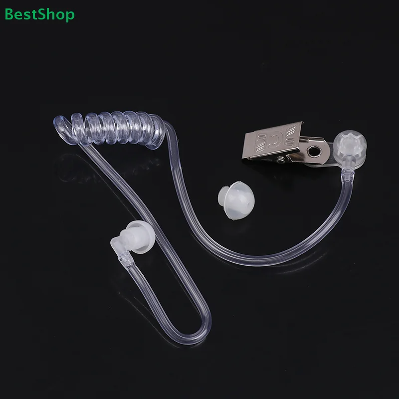

〔R〕Two Way Radio Headset Acoustic Tube Single Air Conduit Replacement Transparent Coil Air Tube Earplug With Metal Clip