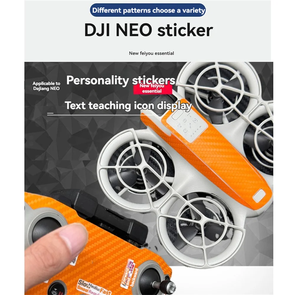 Drone Carbon Fiber Stickers Kit for DJI Neo Accessory Fitting Anti-scratch Anti-bump Fuselage Controllor Protection Film Sticker