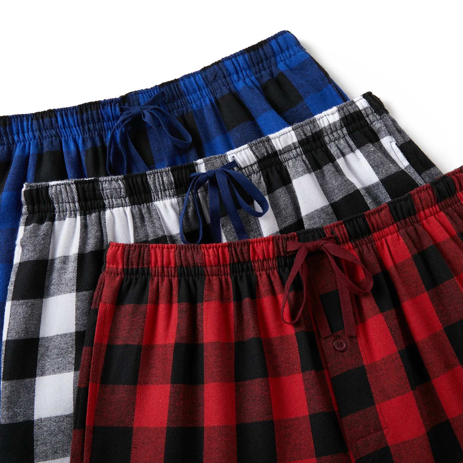 3pcs Men's Flannel Pajama Bottoms Casual Comfy with Pocket Trendy Plaid Loose Stretchy Elastic Waistband for Mens Home Pants