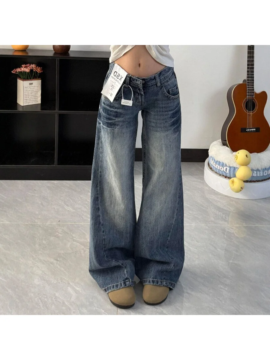 

plus Size High Waist Wide Leg Jeans Women's Loose Fit Bootcut Denim Pants Slimming Washed Casual Tapered Long Trousers