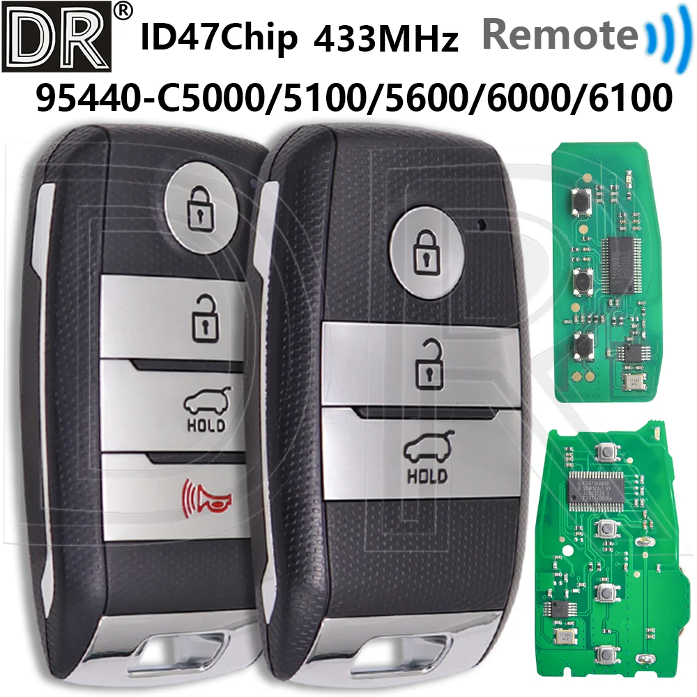 

Great ID47 Chip 433MHz 95440-C5000/C5100/C5600/C6000/C6100 Proximity Car Remote Control Smart Key For KIA Sorento 2015-2020