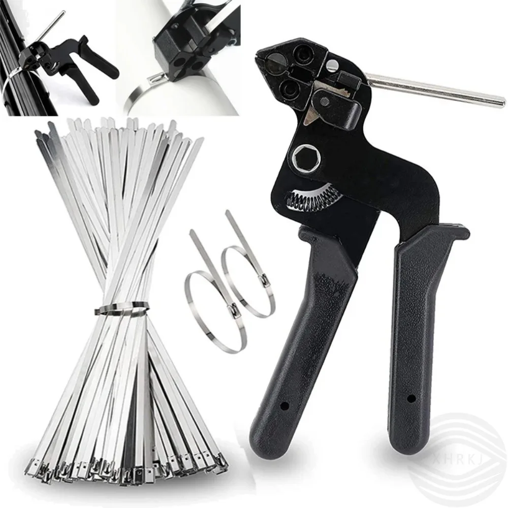 

Stainless Steel Cable Tie Multi-Purpose Locking Cable Metal Tie Automatic Tension Cable Tie plier Bundle tool Fastening Tool