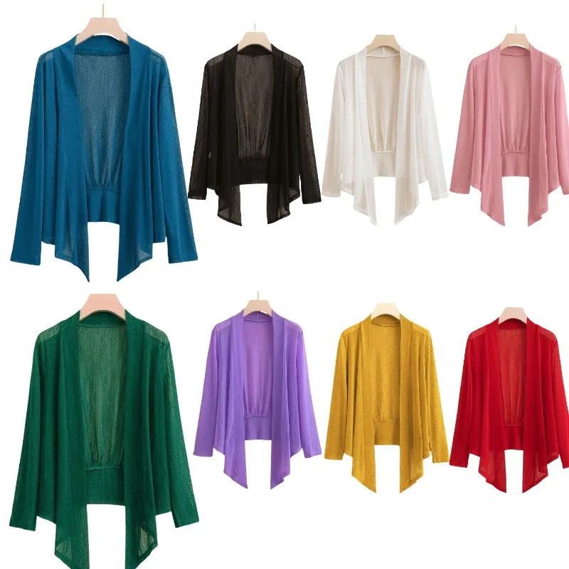 

Jackets Women New Fashion Elegant Solid Basic Leisure Summer Sun-proof Breathable Holiday Korean Simple Outwear All-match Sheer