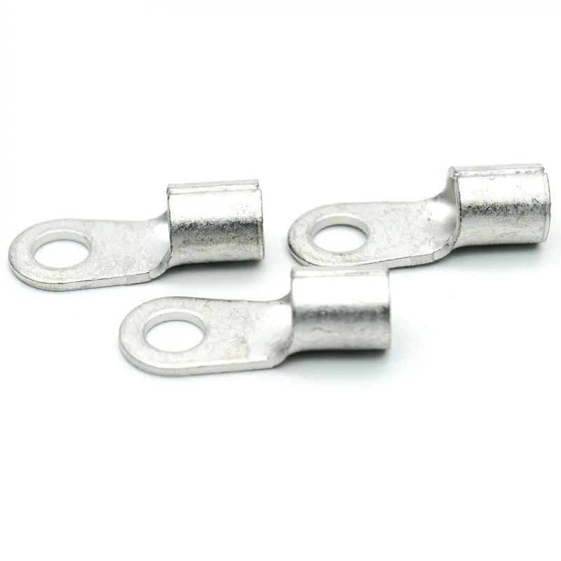 10/50 Pcs RNB14-6S 6mm Ring Diameter 6 AWG Non Insulated Terminals Copper O-type Cold Pressed Terminal