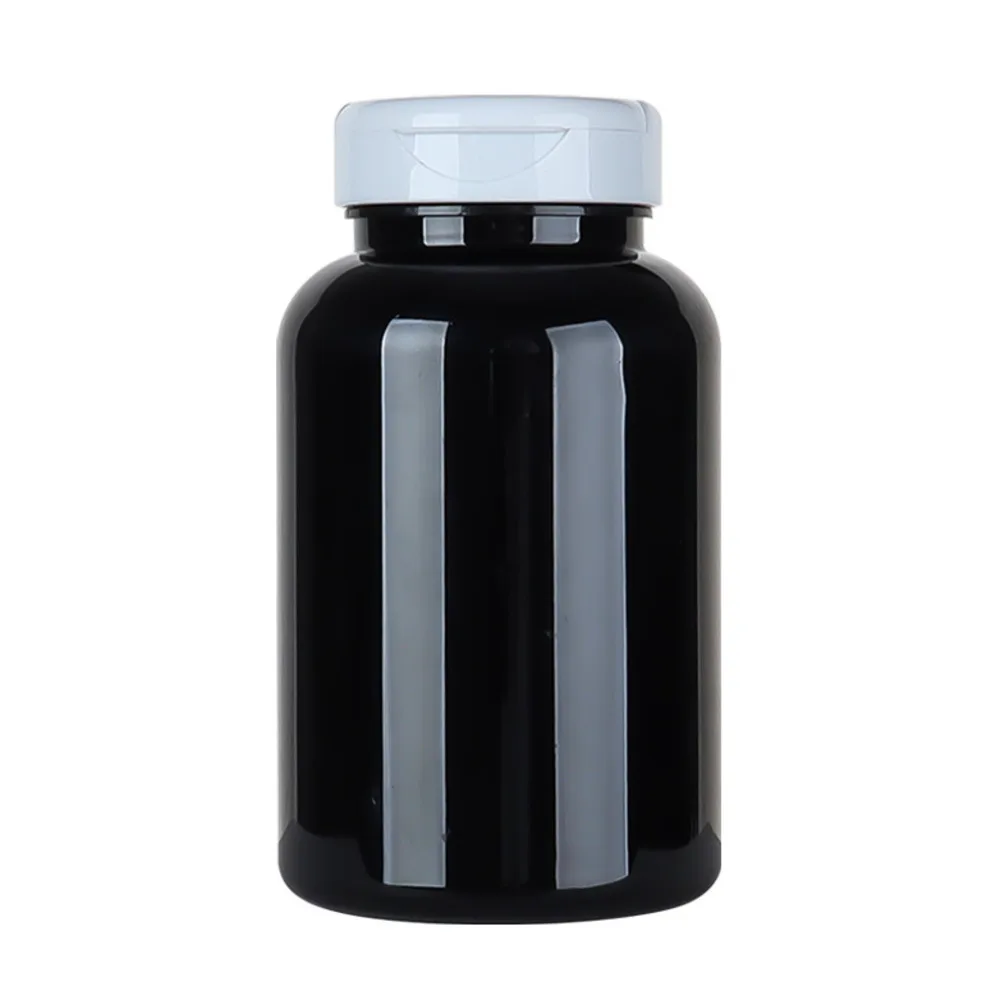 250ml black food-grade health product bottle, medicine tablet candy bottle, empty PET plastic bottle for packaging view 5