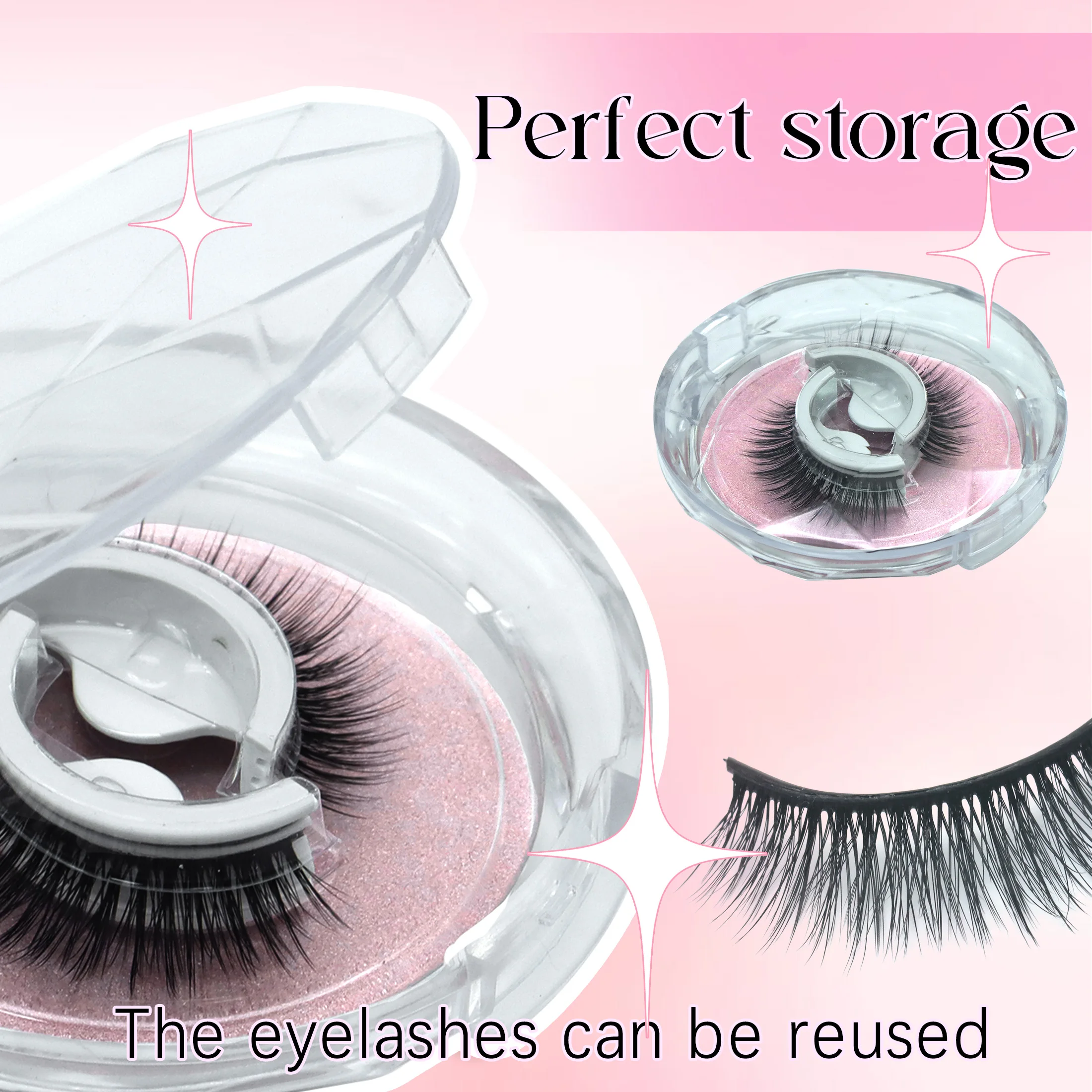 Um par de cílios postiços, vem com uma pinça de cílios, reutilizável, fácil de usar, adequado para esportes, vida diária, festas.