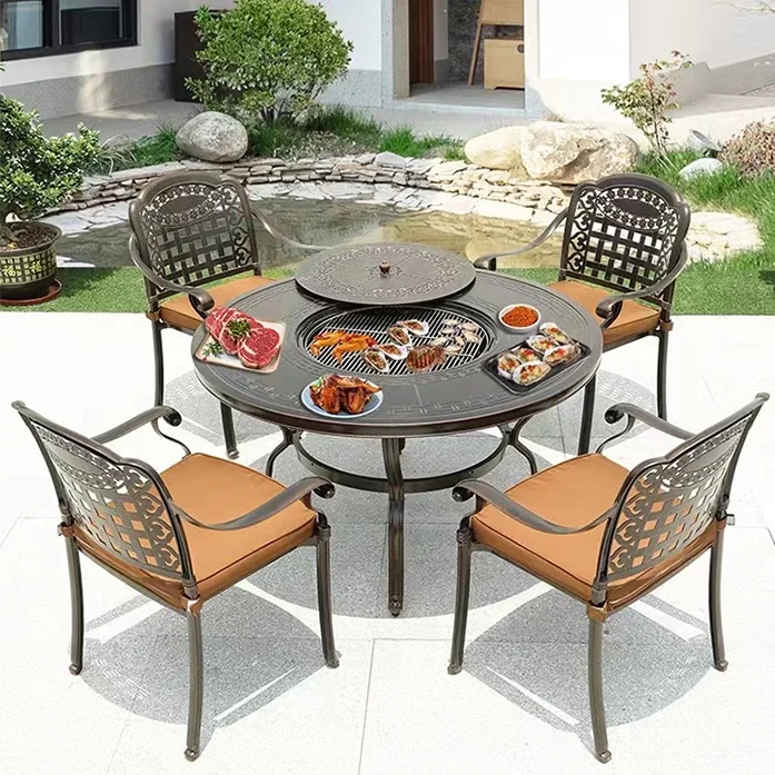 

Classic Multi Function Outdoor Picnic BBQ Table Camping Kitchen Patio Garden Aluminum Dining Set Garden Outdoor Furniture Set