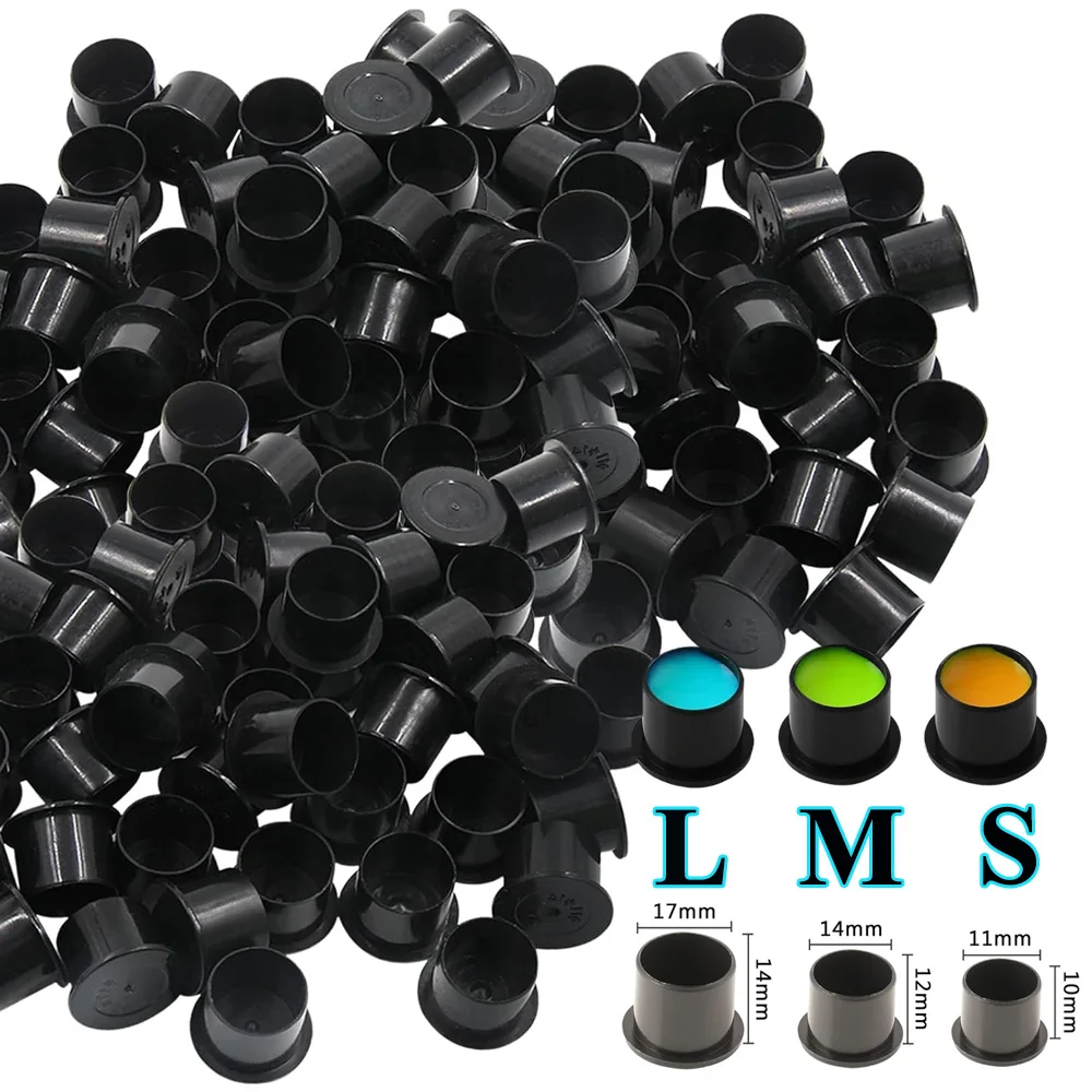 1000/500/300/100PCS Tattoo Ink Cup Caps S/L/M Size Tattoo Pigment Caps with Base for Permanent Makeup Tattoo Accessories