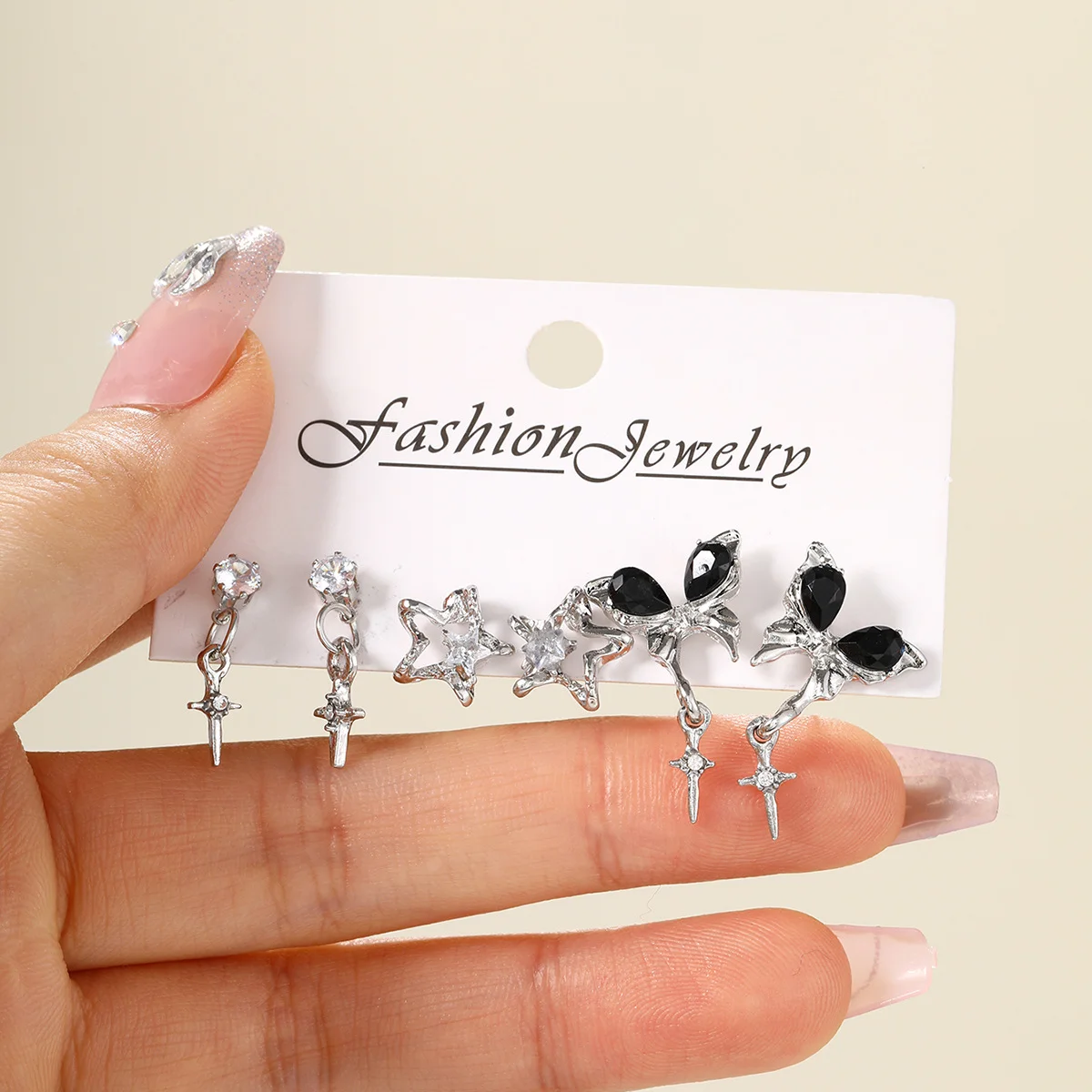 New Fashion Goth Black Butterfly Crystal Star Earring Set For Women Girl Vintage Aesthetic Heart Stud Earring Trendy Y2K Jewelry