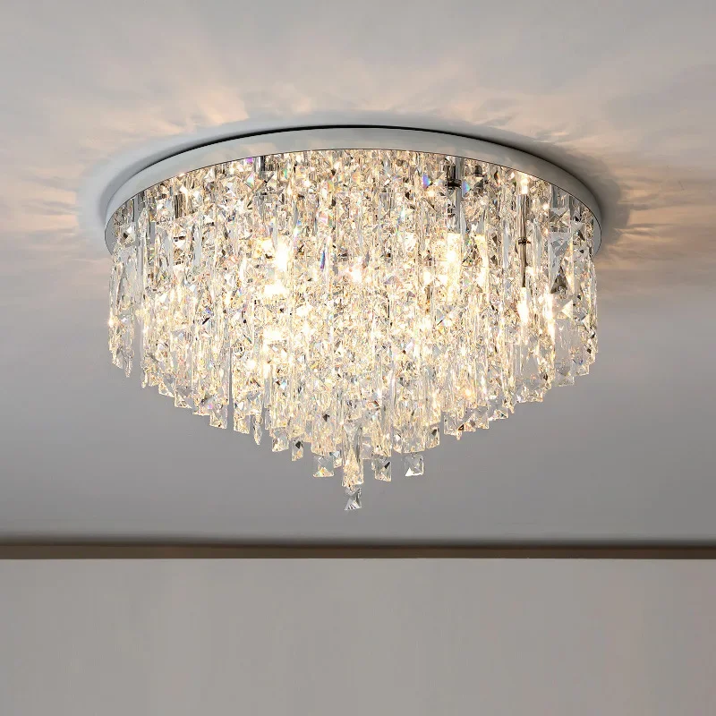 Modern simple crystal light luxury living room ceiling light round dining room home led bedroom