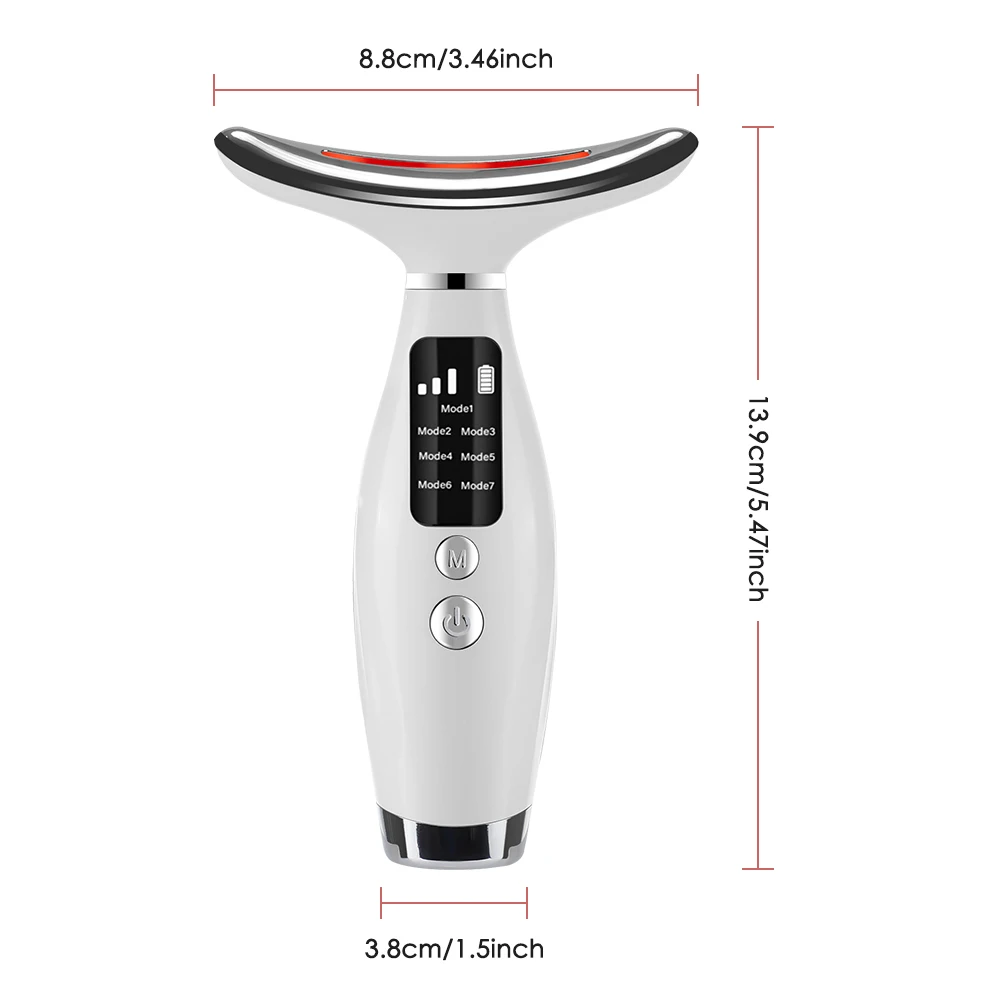 7LED สี Vibrating คออุปกรณ์ของขวัญความงาม, คอและผิวหน้านวด, Face Lift กระชับอุปกรณ์ Skin Care