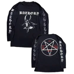 Mens Fashion Long Sleeve T Shirt Darkthrone Bathory Tshirts Casual Cotton Tee Tops Harajuku Streetwear Graphic Oversized T-shirt