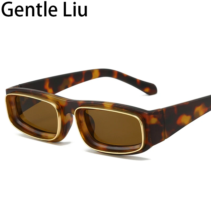 Fashion Small Rectangle Sunglasses Men 2024 Luxury Brand Vintage Low Square Punk Sun Glasses For Male Retro Eyewear Shades UV400