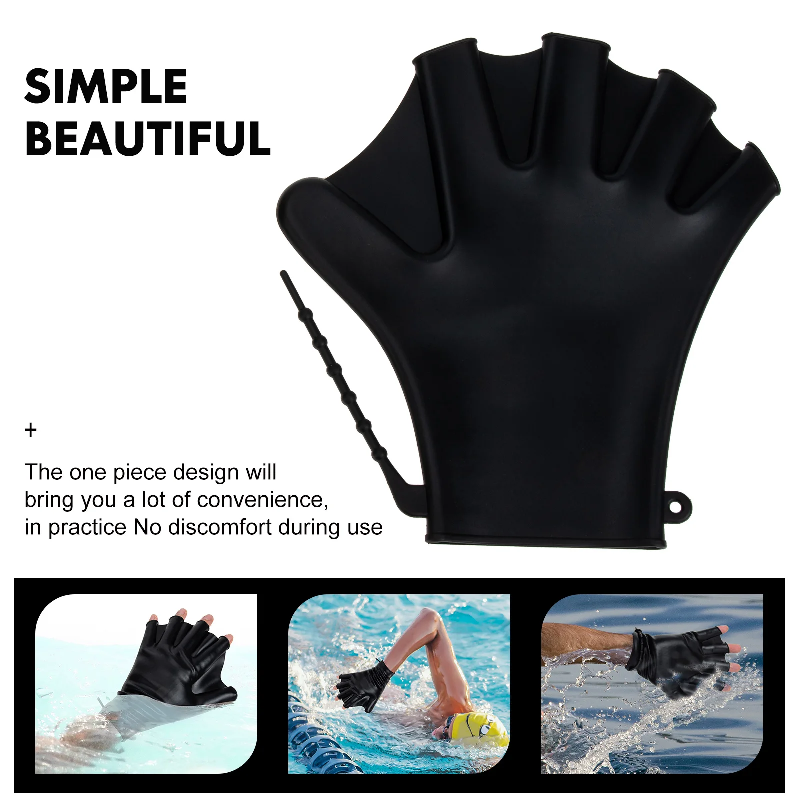 

Pair Silicone Webbed Hand for Swimming Pool Diving Water Gloves Swim Paddles Adjustable Paddles Waterproof Gloves for Man Woman
