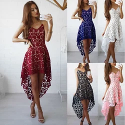 Fashion Elegant Lace Off Shoulder Sling Sling Dress Solid Color V Neck Spaghetti Straps Lace Party Dresses Summer 2022 Women's