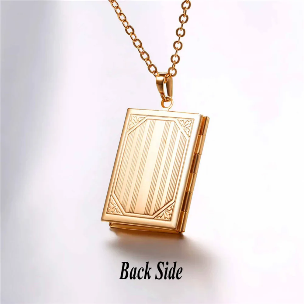 U7 Cross Locket Necklace Silver/Gold Color Trendy Jewelry Memory Photo Locket Necklaces Pendants For Women/Men Gift P316