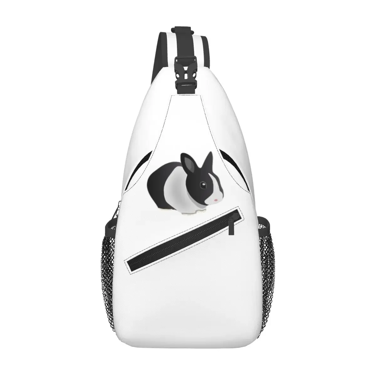 Hollandalı Siyah Ve Beyaz Tavşan Göğüs Çantası Erkekler Sling Crossbody Sırt Çantası Göğüs Çantası Seyahat Yürüyüş Sırt Çantası Omuz Çantası
