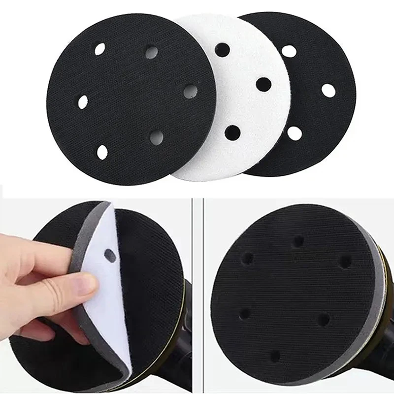 5 Inch 125mm 6-Hole Soft Interface Pad Hook And Loop Sanding Disc Buffer Sponge Interface Cushion Pad For Backing Pad Tool