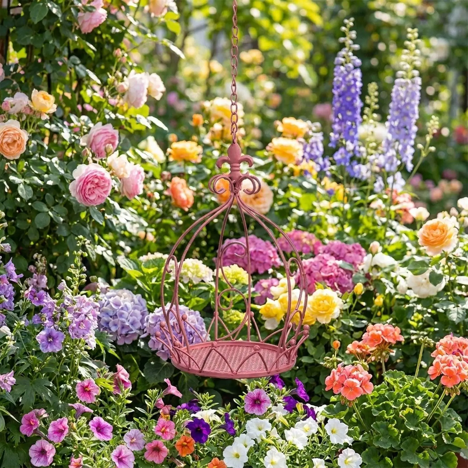 Hanging Flower Basket Patio Decoration Decorative Sturdy Metal Courtyard for Flower Pots Flower Container Outdoor Decor