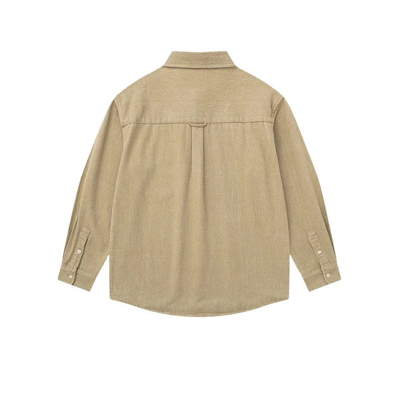 Men's Japanese Style Amekaji Thick Cotton Textured Fleece Shirt - Spring Autumn Minimalist Casual Loose Long Sleeve Shirt