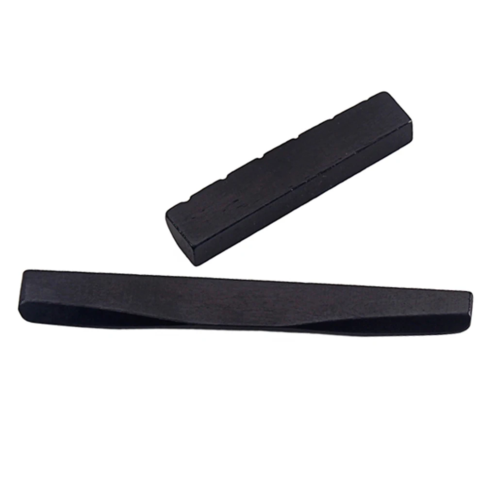 2pcs/Set Black Camel Bone Guitar Bridge Saddle and Nut for Folk Acoustic Guitar Made of Real Bone