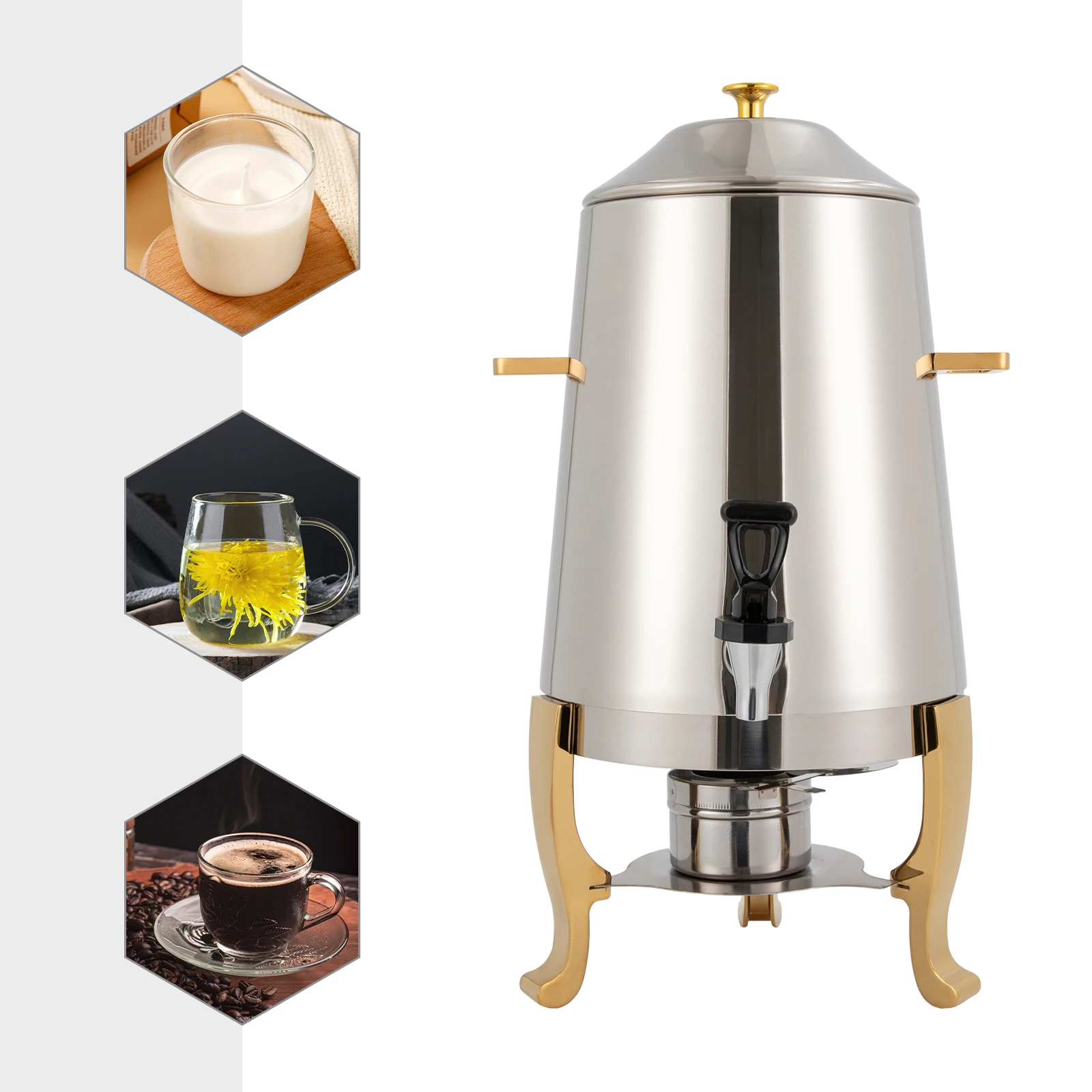 13L Hot Beverage Dispenser W/Faucet, Stainless Steel Coffee Urn Electric Hot Drinks Dispenser Portable Beverage Dispenser