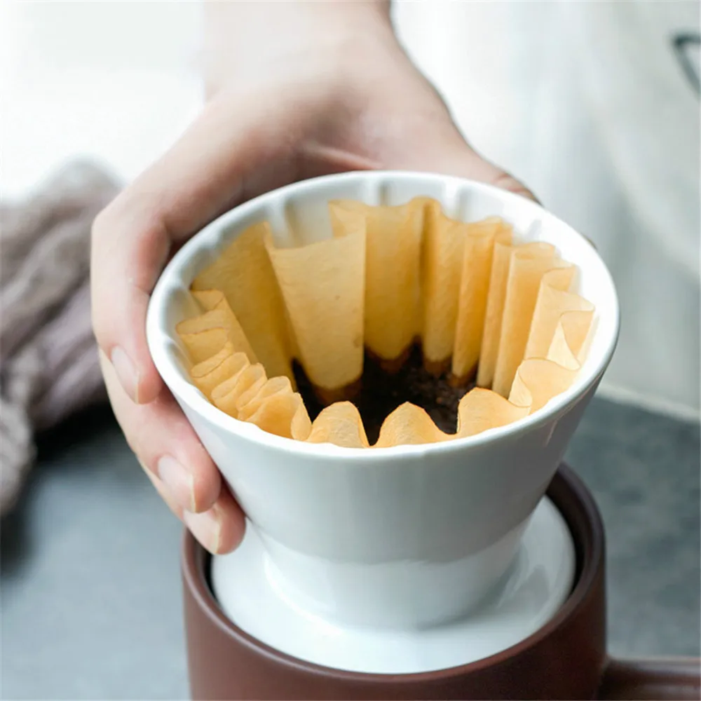 50pcs Basket Coffee Filters for 1-4cups No Bleach Environmental Filter Paper Natural Brown for Drip Coffee for Barista