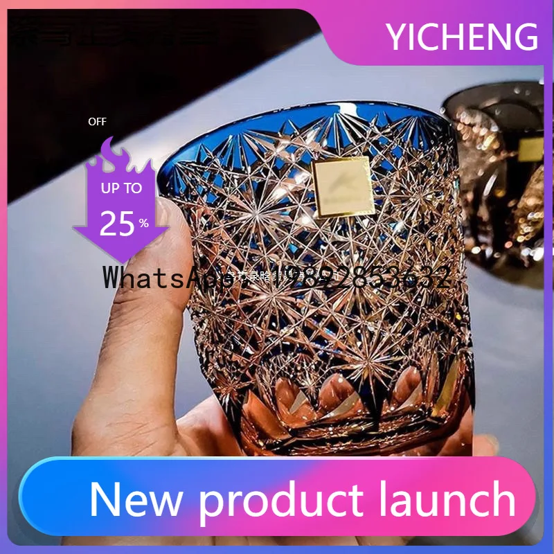 

Zz high-end blue daisy crystal glass - instagrammable, luxurious whiskey glass, premium spirits glass