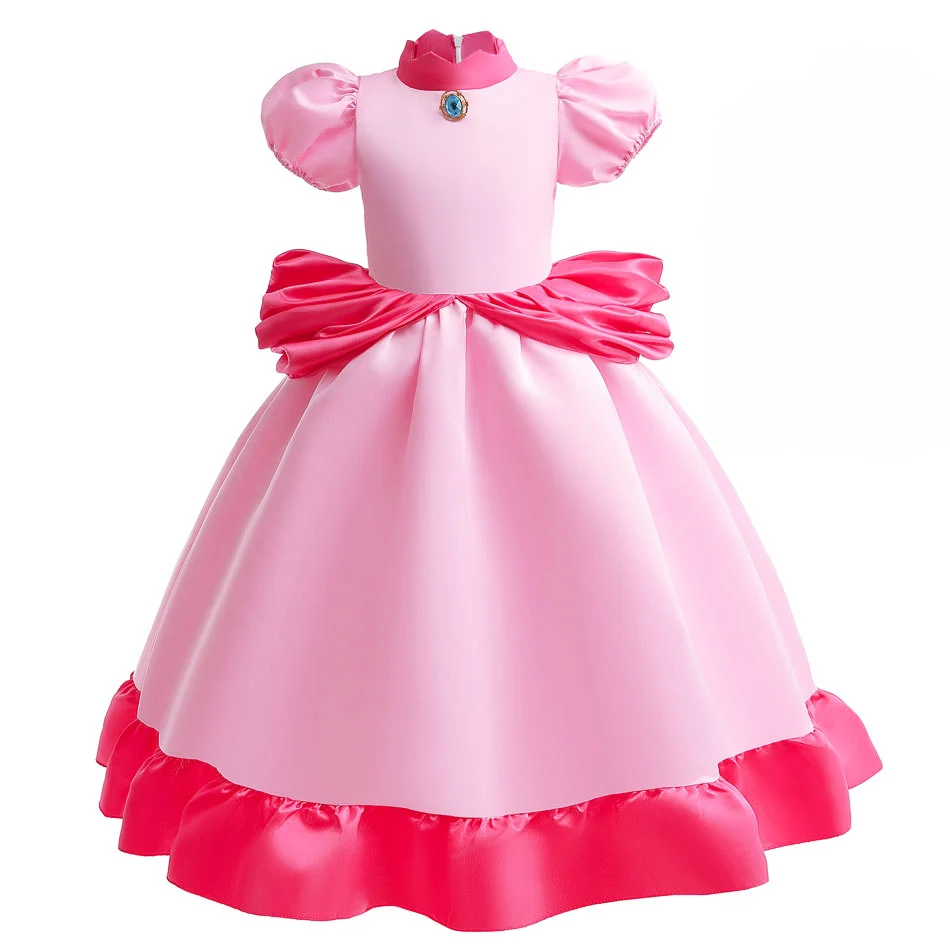 Peach Dress for Girls Halloween Cosplay Costume Children Stage Performance Clothes Kids Birthday Carnival Party Outfits